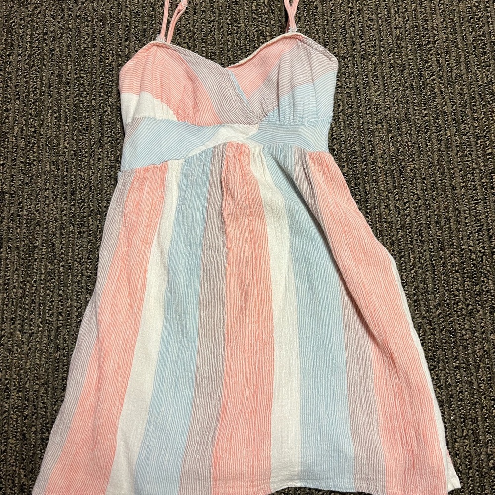 Free People Pink and Blue Spaghetti Strap Mini Sundress